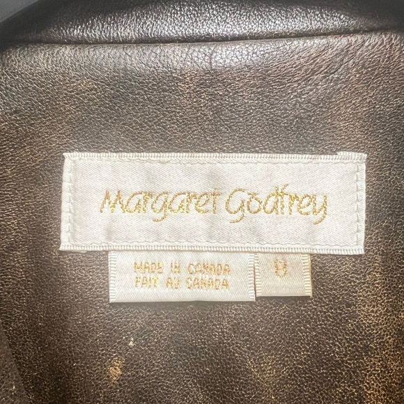 Vtg 80s Margaret Godfrey Dark Brown Fitted Leather Blazer Jacket Women's Size 8 - Picture 15 of 15
